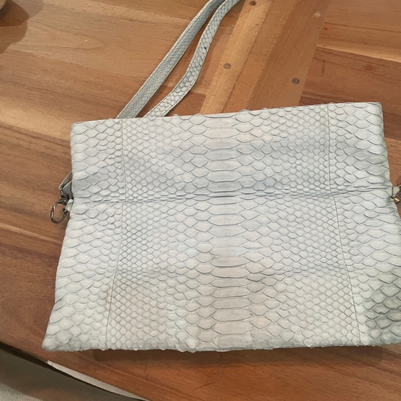 Baby blue authentic snake skin Textured Clutch with Wristlet